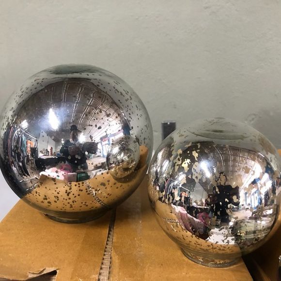 West Elm Light Up Mercury Silver Glass Globe. Quantity:one (1) Sz. Small - Picture 1 of 3